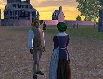 Talking to other characters in 1774 Williamsburg
