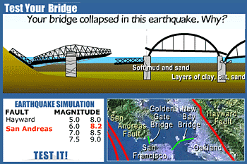 Screenshot from Bridge to Classroom: simulation of bridge design and earthquakes