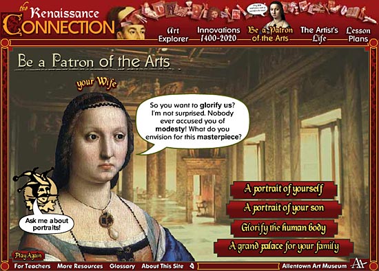 Figure 1: Screenshot from Be a Patron of the Arts