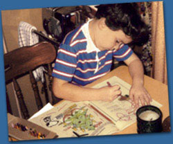 Paul Gardner with his coloring book