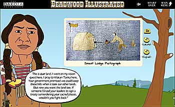 Lakota warrior, in the Deadwood Illustrated interactive