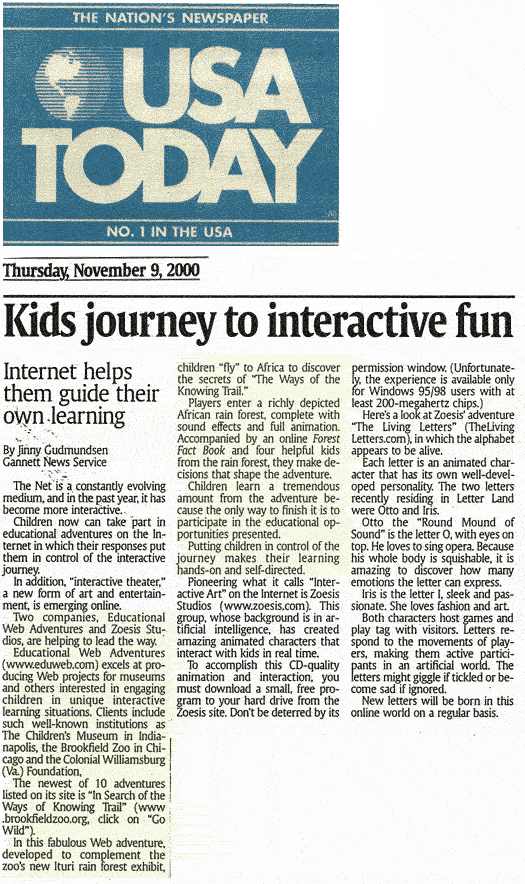 USA Today article about eduweb