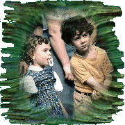 Kids outside the painting