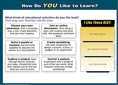 Fig 3: Activity Type ranking question in survey